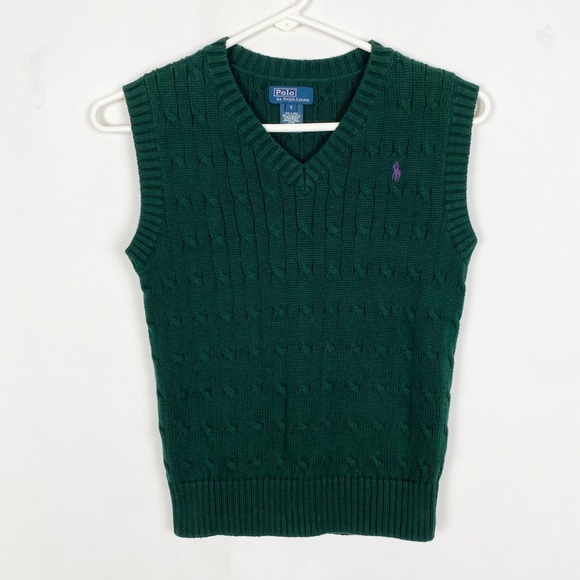 Polo Ralph Lauren Cable Knit Green Sweater Vest - Picture 4 of 4
